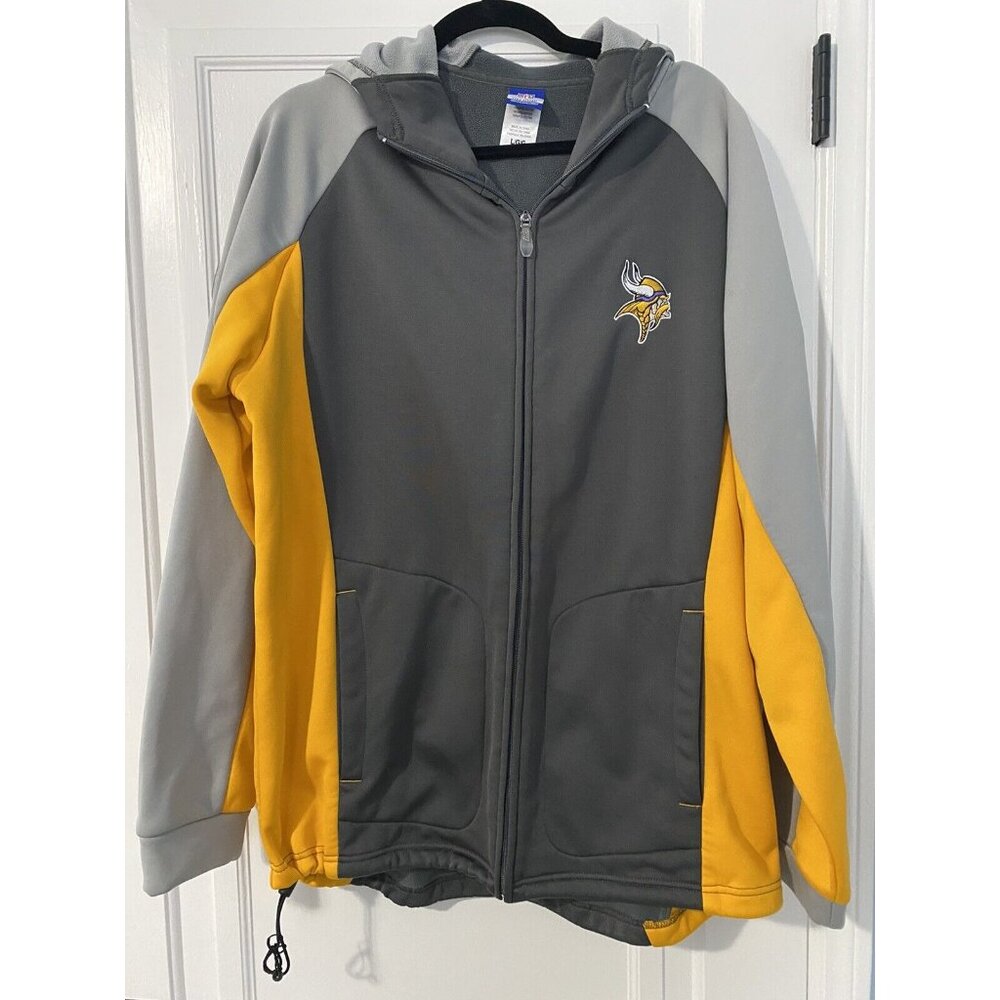 Minnesota Vikings Jacket Men’s Size Large NFL Reebok Embroidered Full Zip Hood
